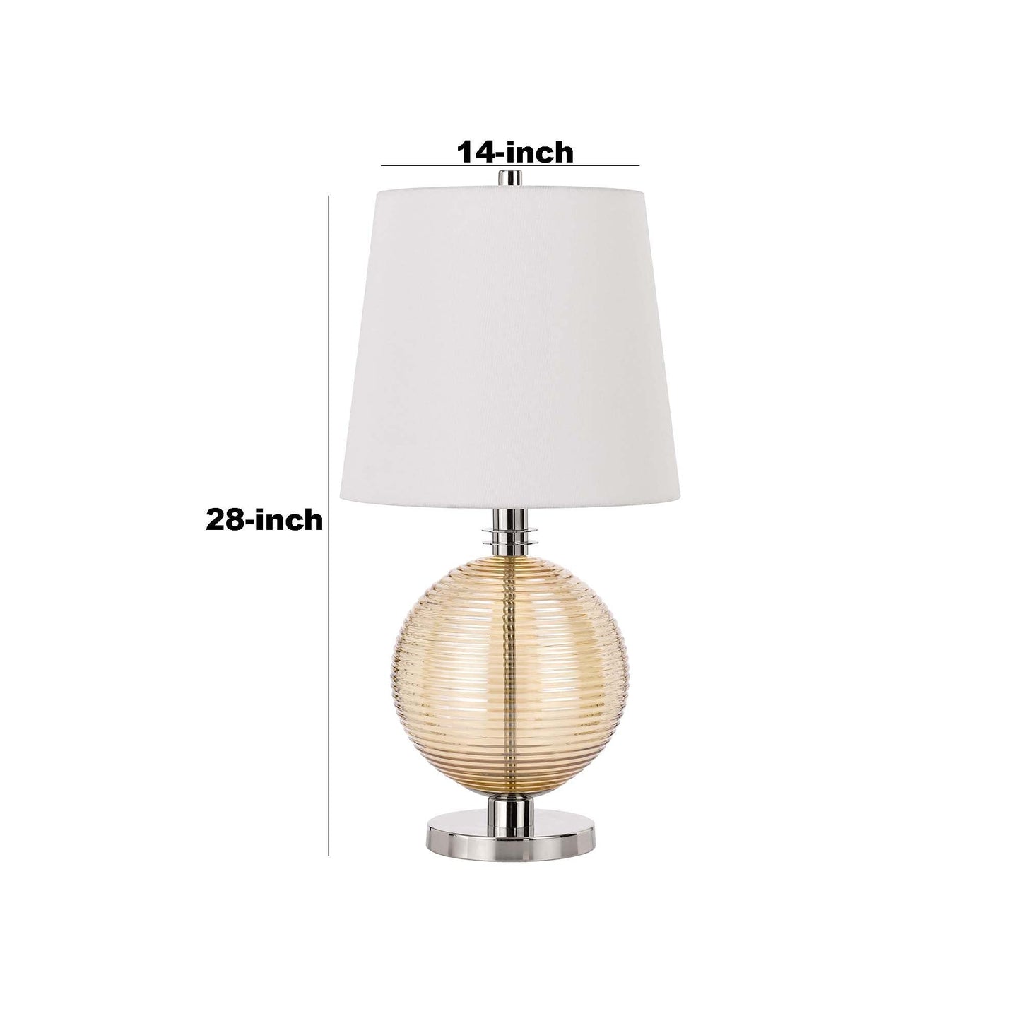 Benzara Table Lamp with Textured Glass Ball Accent, Model BM241799, White and Chrome