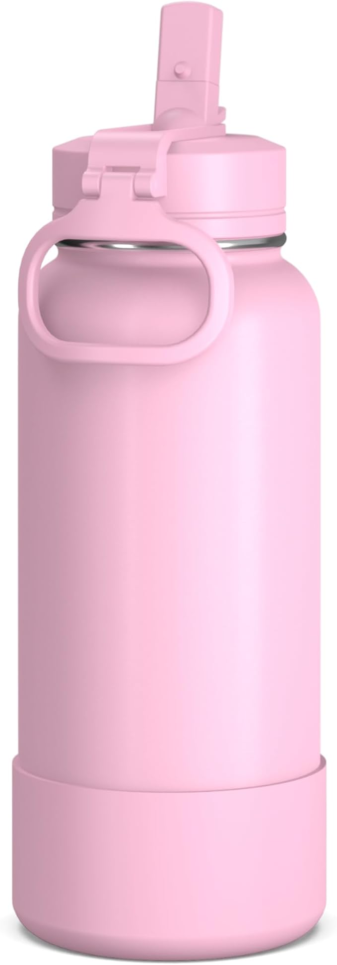 Hydrapeak 32oz Sport Insulated Water Bottle with Straw or Chug Lid, Leak & Spill Proof, Keeps Drinks Cold for 24 Hours, Hot for 12 Hours, Premium Stainless Steel Water Bottles (32oz, Pink)