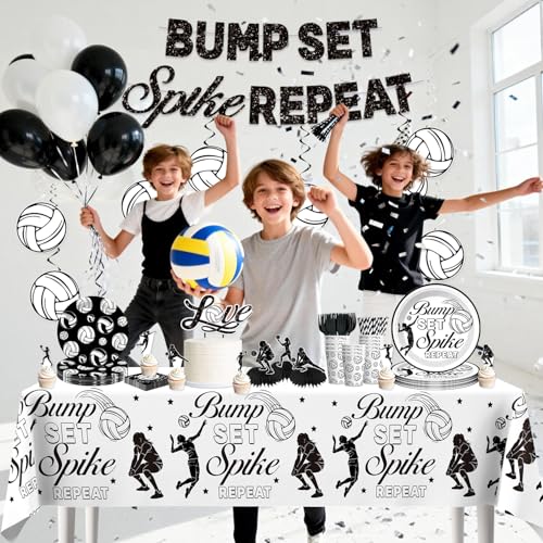 wellspar 205pcs Volleyball Party Decorations-Serves 25, All-in-one Volleyball Birthday Decorations Girl With 300gsm Plate,...