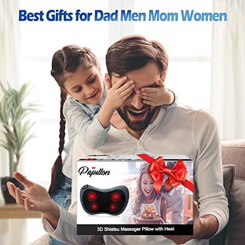 Papillon Neck Massager,Shiatsu Electric Back Massager with Heat,Neck Back Pain Relief Gifts for Mom/Dad/Women/Men,Deep Tis...