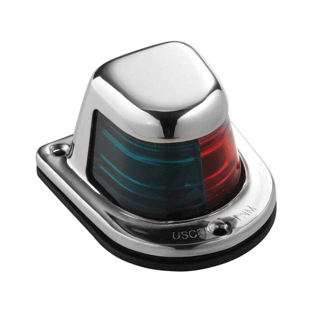 Attwood 1-Mile Deck Mount Bi-Color Red/Green Combo Sidelight - 12V - Stainless Steel Housing