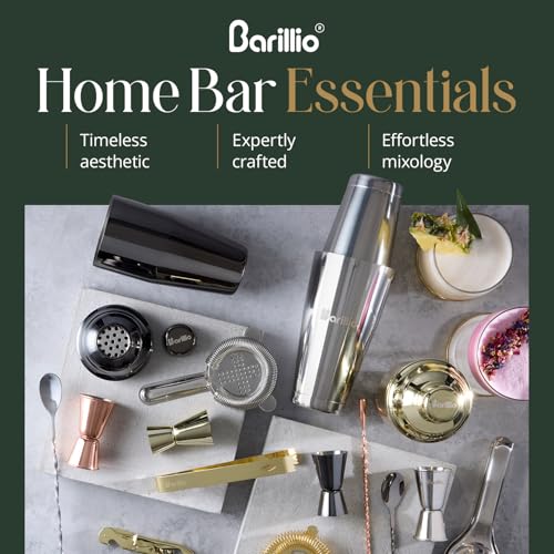 Barillio Black Bartender Kit - Stainless-Steel Cocktail Shaker Set w/Black Bamboo Stand - Mixology Bar Tools w/Drink Shake...