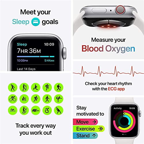 Apple Watch Series 6 (GPS + Cellular, 44mm) - Blue Aluminum Case with Deep Navy Sport Band (Renewed)