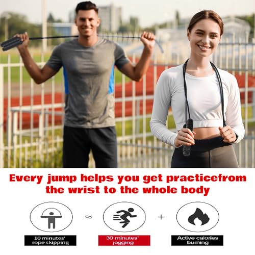 Vinsot Weighted Cordless Jump Rope Ropeless Jump Rope 2 in 1 Adjustable Length Skipping with Ball and Soft Handles for Wom...