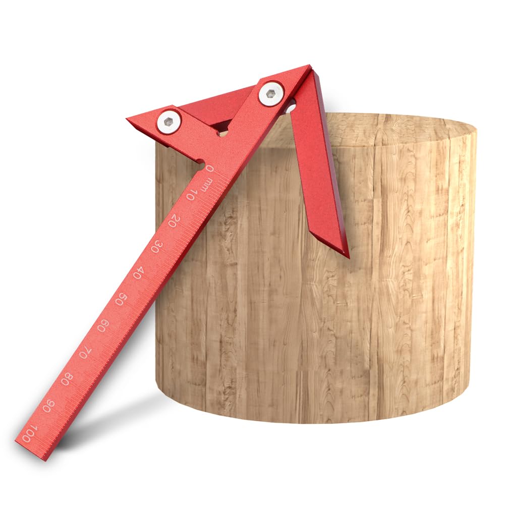 Aluminum Alloy Center Positioning Ruler, 45/90 Degree & Right Angle & Centerline Positioning, Red High-Precision Metric Measuring Multi-Function Arrow Ruler,043R