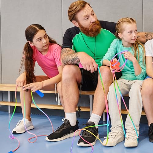 ZATAYE Kids Jump Rope, Colorful Gradient Nylon Skipping Ropes for Children, 7.55FT Adjustable Length, Plastic Handles, Lig...