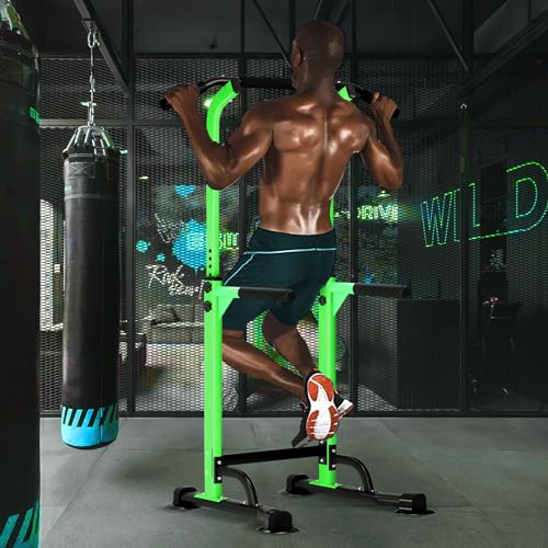 DlandHome Power Tower Pull Up Dip Station Multi-Function Fitness Equipment for Strength Training Adjustable Height Dip Sta...