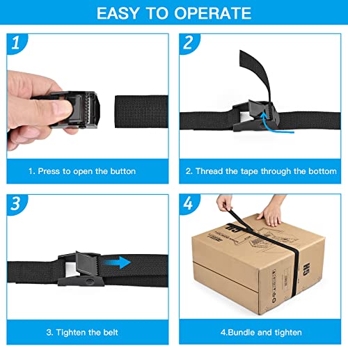 Kshineni Tie Down Straps 6 Pcs Lashing Ratchet Strap 1" x 3.3' Adjustable Heavy Duty Cam Buckle Cinch Straps for Cargo, Tr...