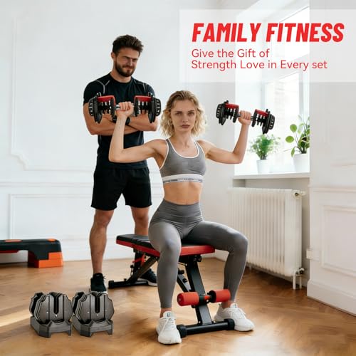 Adjustable Dumbbell 25LB, 2-in-1 Weight with Anti-Slip Handle, Fast Weight Adjustment for Home Gym, Strength Training for ...