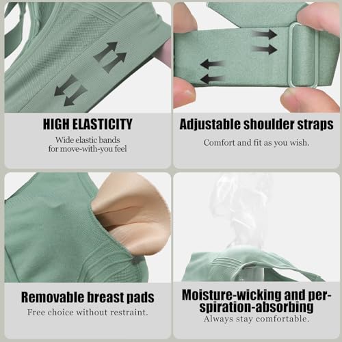 Tmeefee Adjustable Sports Bras for Women: 3 Pack High Support Padded Racerback Sport for Large Bust Workout Running Gym