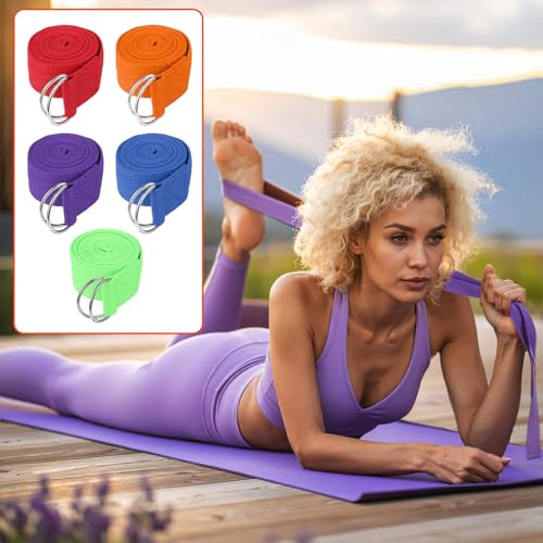 10 Pcs Yoga Strap for Stretching Bulk 6ft Exercise Stretch Band with Metal D Ring Adjustable Pilates Non Elastic Yoga Stre...