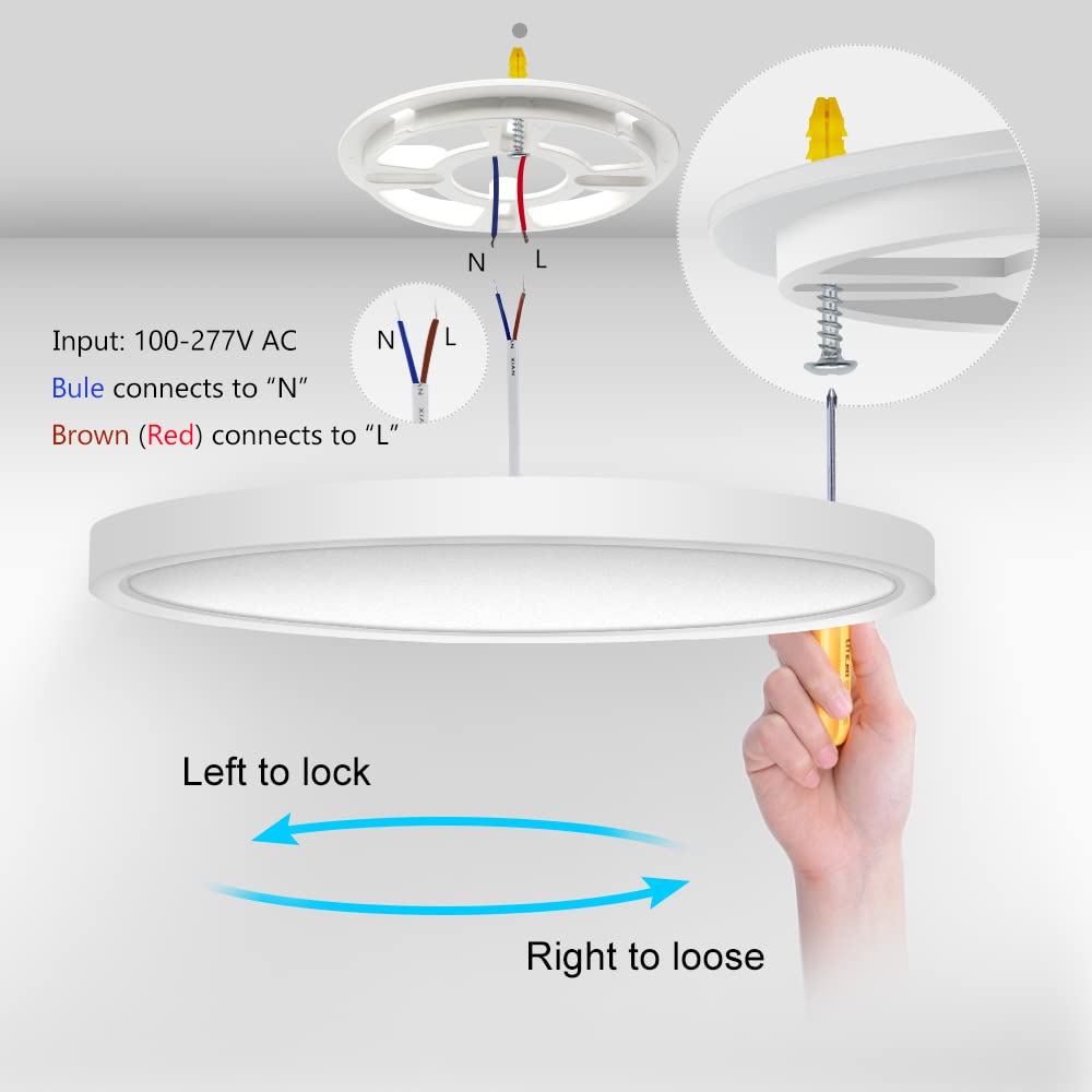 Lightingwill Led Flush Mount Ceiling Light, 18W, 8.9 Inch, Daylight White, Modern Round Design, 1800Lm For Kitchens & Bedrooms