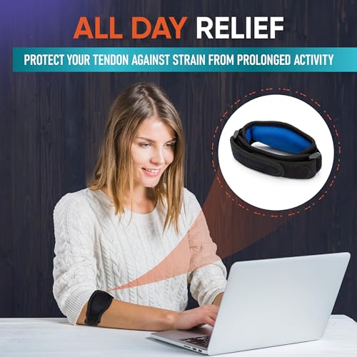 PhysFlex 2-Pack Elbow Brace for Men & Women, Adjustable Tennis & Golfer's Elbow Support Strap for Tendonitis Pain Relief -...