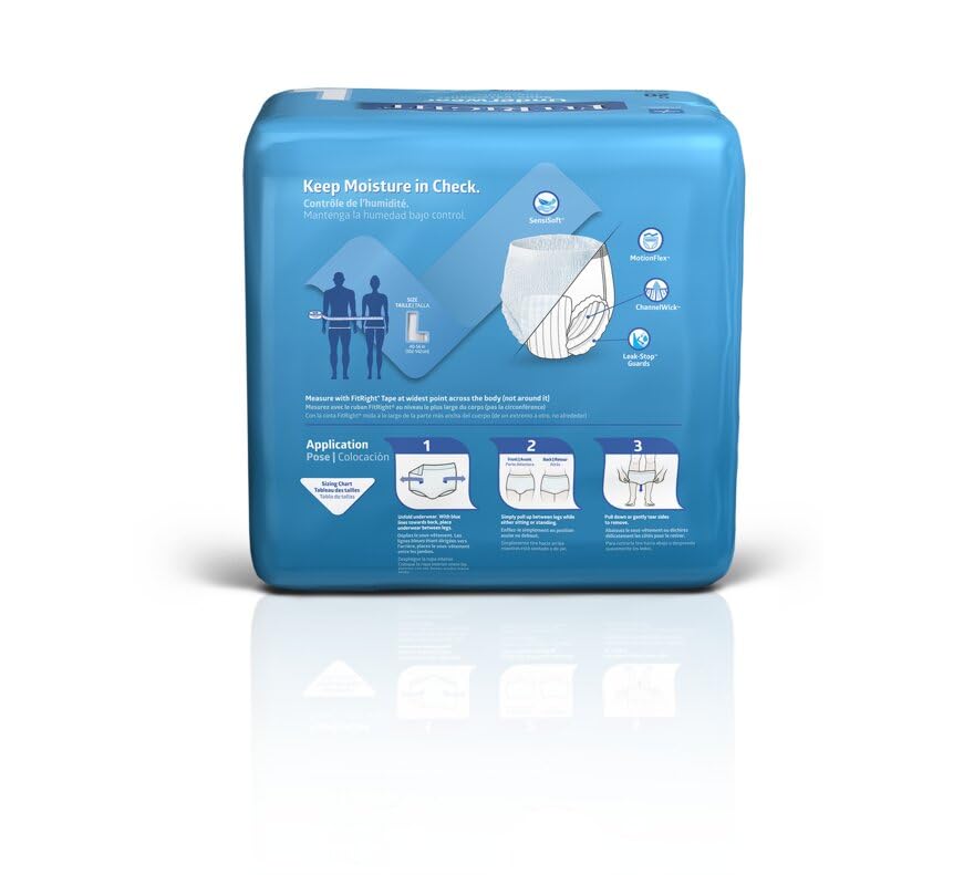 FitRight Ultra Adult Incontinence Underwear, Heavy Absorbency, Large, 40 - 56, 4 Packs of 20 (80 Total)