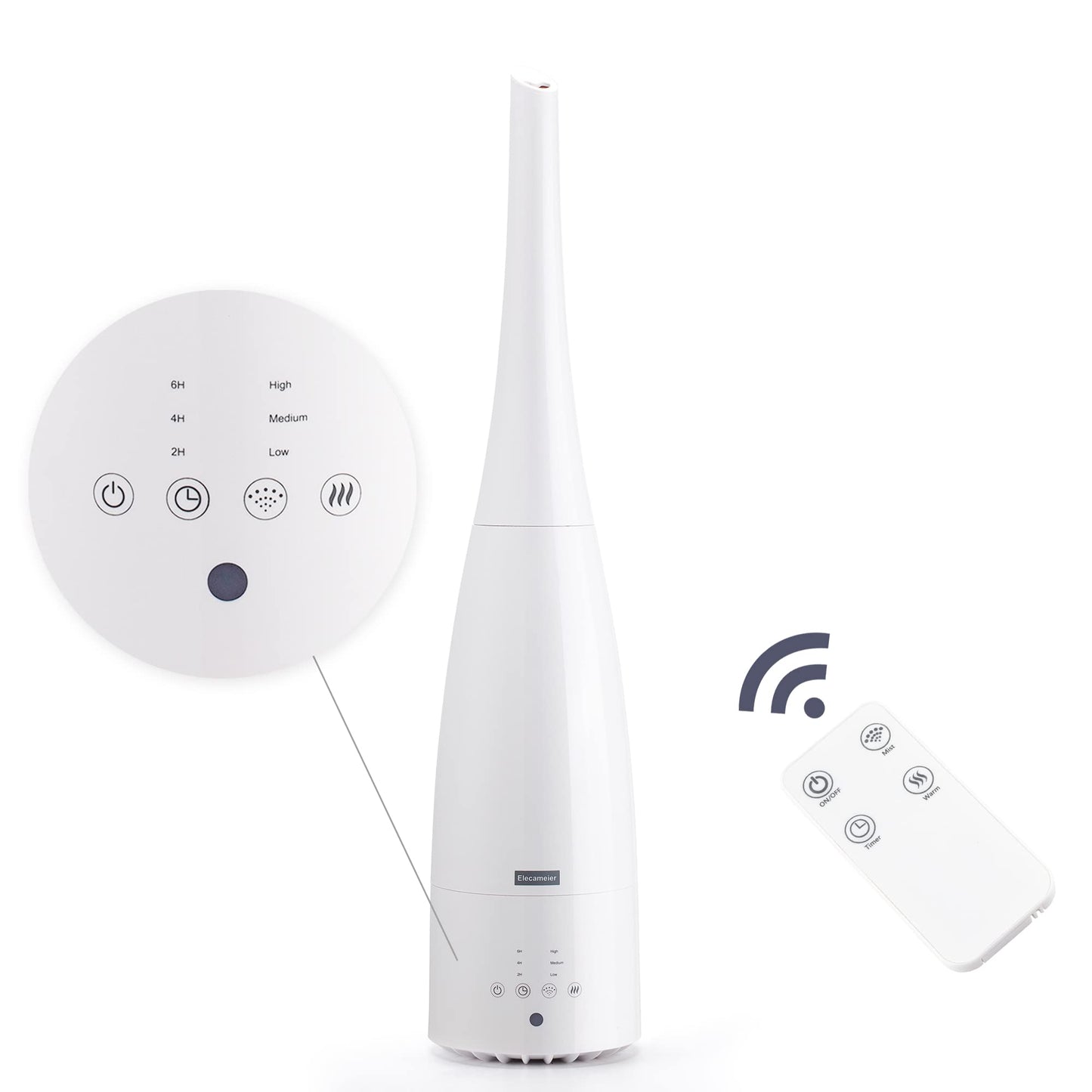 Elecameier Warm and Cool Mist Humidifier for Home/Bedroom with Remote Control 2.3L Smart Air Humidifier for Desk/Office/Bedroom 25dB Whisper Quiet with Auto Shut off -Like New
