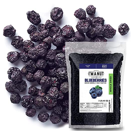 Dried Blueberries 1 lb (16 oz) - Gluten-Free & Peanut-Free Slightly Sweetened - Great for Baking & Snacking - Berries with Benefits