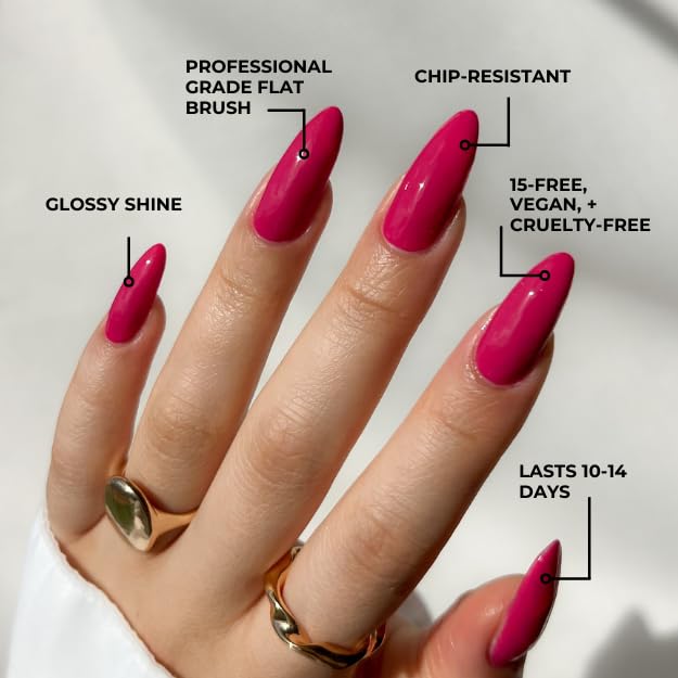 Huella Vegan Nail Polish, Clean Beauty, 15-Free & Cruelty-Free - Longwear, Glossy Finish, Chip-Resistant, Lacquer (Avec Plaisir)