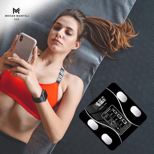 Bluetooth Smart Body Fat Scale – Digital Bathroom Scale with USB Rechargeable Power, Body Composition Analyzer for Weight,...