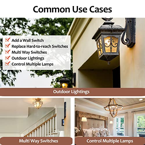 SURAIELEC Wireless Light Switch and Receiver Kit, 15A High Power, No Wiring, No Interference, 100ft RF Range, Expandable R...