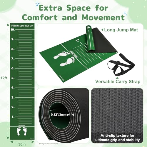 Standing Long Jump Mat, Broad Jump Measurement Mat for Training and Testing, Non Slip Jumping Measurement Tool for Gym, Sc...