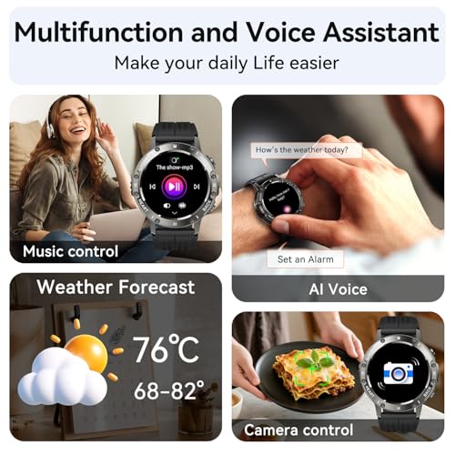 zhizhi Smart Watch for Men Fitness Tracker: Smart Watches for Android Phones iPhone Bluetooth Waterproof Make Answer Call ...