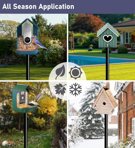 Ansionsol 90 Inch Smart Bird Feeder Pole with 5-Prong Base, Adjustable Bird House Pole Mount Kit for Outdoors, Heavy Duty ...