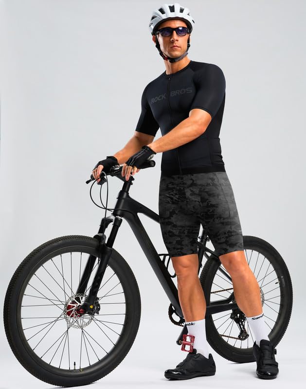 Bikewa Men's Bike Shorts 4D Padded Cycling Shorts for Men Road Riding Biking Bicycle Zipper Pockets