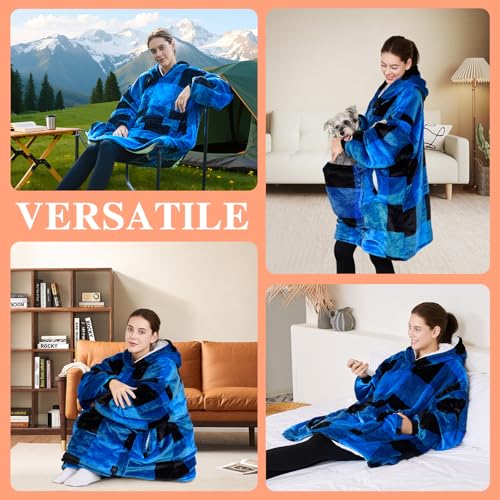 Junbig Wearable Heated Blanket Hoodie, USB Heated 3 Heating Levels and Overheat Protection Flannel and Sherpa Soft Heated ...