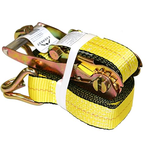 Everest Premium Ratchet Tie Down – 1 PK – 2 IN – 27 FT – 3333 LBS Working Load – 10000 LBS Break Strength – Double J Hook...
