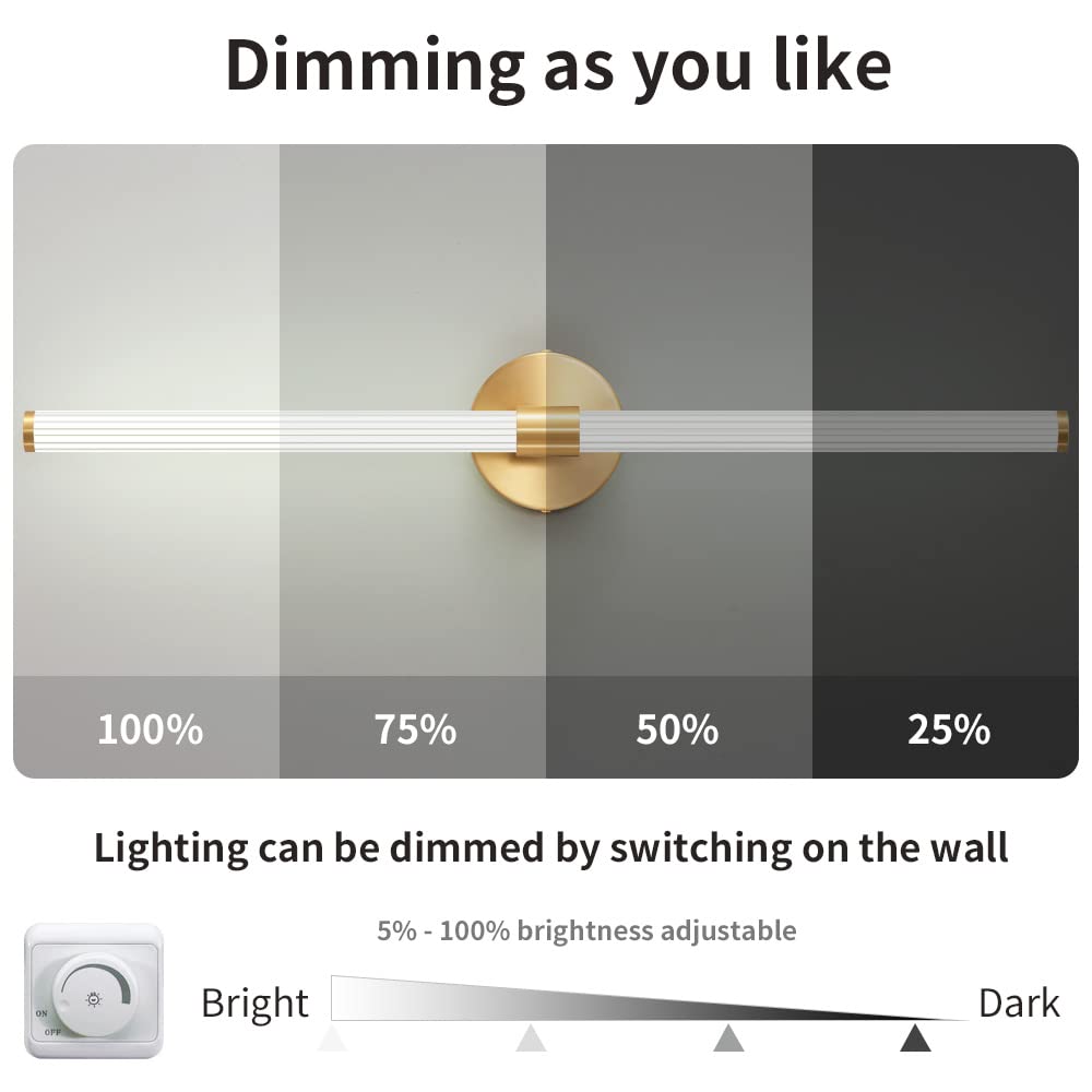 Gednbo Glod Wall Sconces Set Of 2 Hardwired Dimmable 5Cct Led Bathroom Light Fixtures Over Mirror 360 Full Lighting 31 Long Vanity Light Bar Modern Wall Sconce For Bathroom Bedroom Living Room