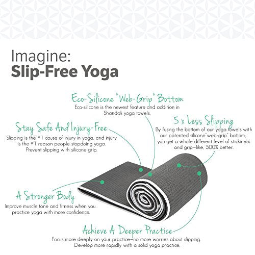 Shandali Hot Yoga Towel - Mat-Sized, Microfiber, Super Absorbent, Anti-Slip, Injury Free, 24" x 72" - Best Bikram Yoga Tow...