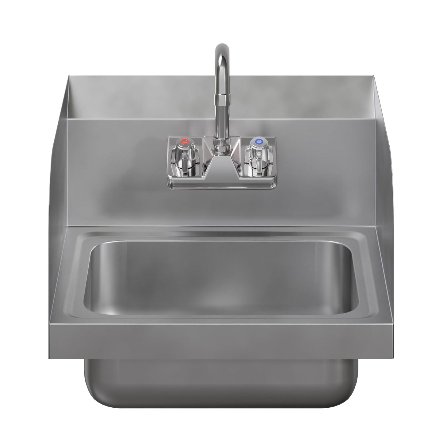 AmGood Stainless Steel Wall Mount Hand Sink | NSF | Commercial Hand Washing Basin For Restaurant, Kitchen and Home (17" x 15" with Sidesplash)