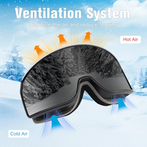 VEWOE Ski Goggles OTG for Men Women, Anti-fog UV Protection Snowboard Goggles Snow Goggles Skiing Snowmobile for Adult Youth