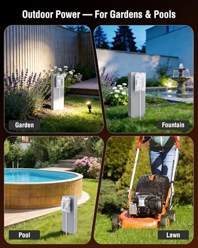 SURAIELEC All-Metal 1-Gang Outdoor Power Post Enclosure, 26-Inch Metal Power Stake, NEMA 3R Weatherproof Electrical Post f...