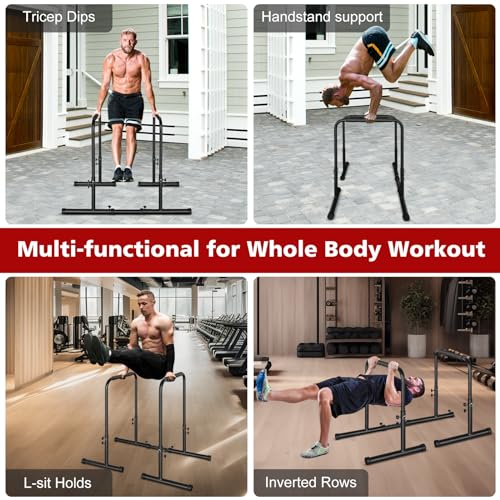 LSKSSNG Dip Stand Station, Adjustable Height Dip Station for Strength Training, Heavy Duty Steel Parallel Push Up Stand, H...
