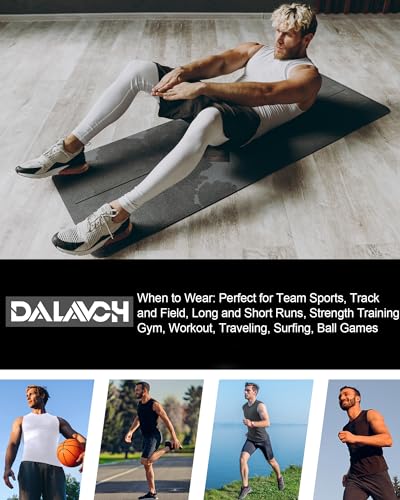 Dalavch 5 Pack Men’s Sleeveless Compression Shirts, Dry Fit Running Sports Workout Athletic Base Layer Tank Tops