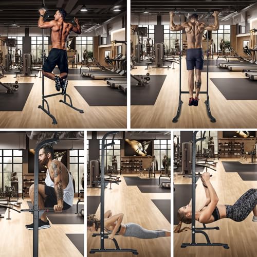 LSKSSNG Adjustable Height Dip Bar Station, Heavy Duty Dip Station for Home Gym,Multi-function Dip Station Pull Up Bar Full...