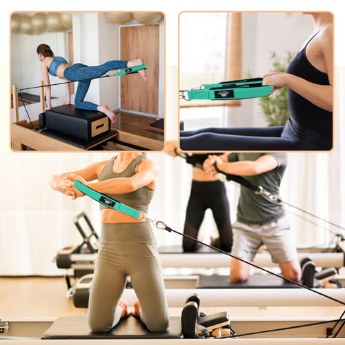 Lights Mountain Durable Pilates Double Loop D-Ring Straps - Padded Handles for Reformer, Yoga & Home Gym Workouts