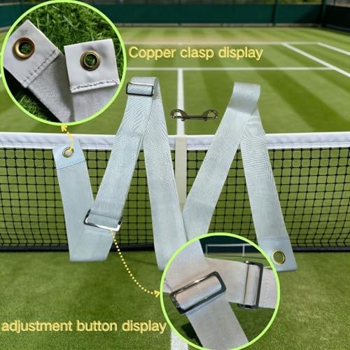 Professional Tennis Net Center Strap with Adjustable Buckle & Rust-Proof Hook Heavy-Duty Center Strap for Secure Net Tensi...