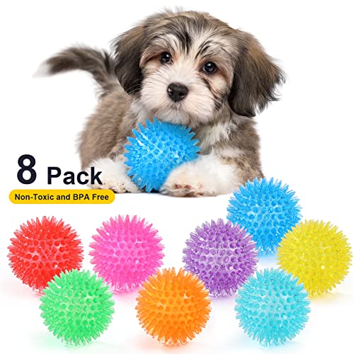 VITEVER 8 Colors 2.5” Squeaky Dog Toy Balls for Small Medium Dogs, Puppy Chew Toys for Teething, Spiky Balls for Small Dog...
