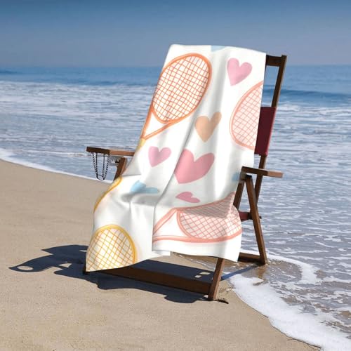 VANZEV Tennis Pattern Beach Towel Cute Sports Sand-Free Microfiber Bath Towel Ultra Soft Quick Dry Pool Towel Absorbent To...