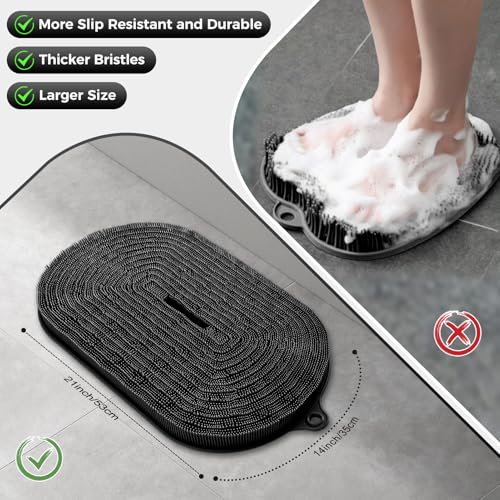 EaTubano Shower Foot Scrubber - XXL Large Silicone Bath Mat for Exfoliating & Massaging Feet in Shower, Non-Slip Suction C...