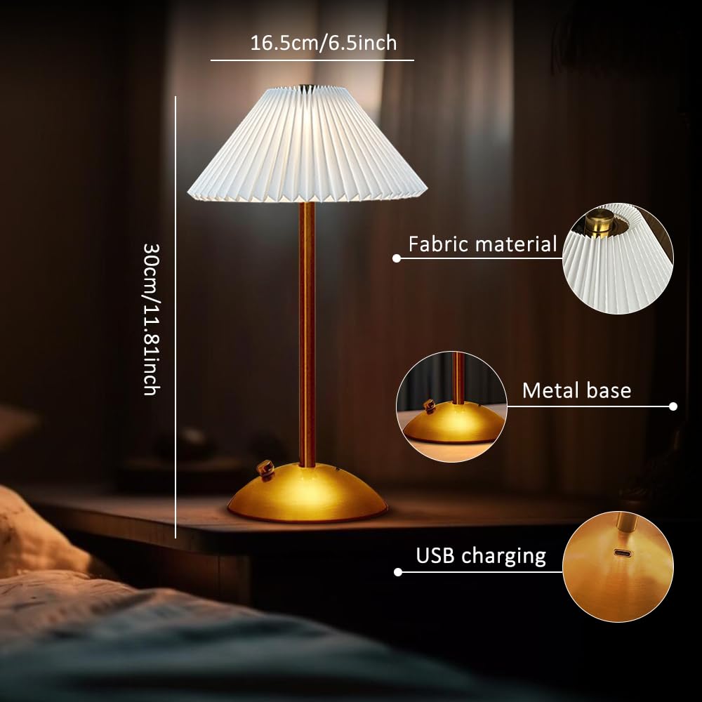 Ejfoiej Portable Led Table Lamp With Touch Sensor 3 Color Touch Control Rechargeable 3-Levels Brightness Metal Desk Bedside Dining Room Light (White)