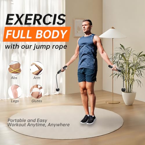 POCFOINY Weighted Jump Rope for Fitness, Cordless Jump Rope for Women, Men & Kids, Ropeless Jumping Rope for Workout, Grav...