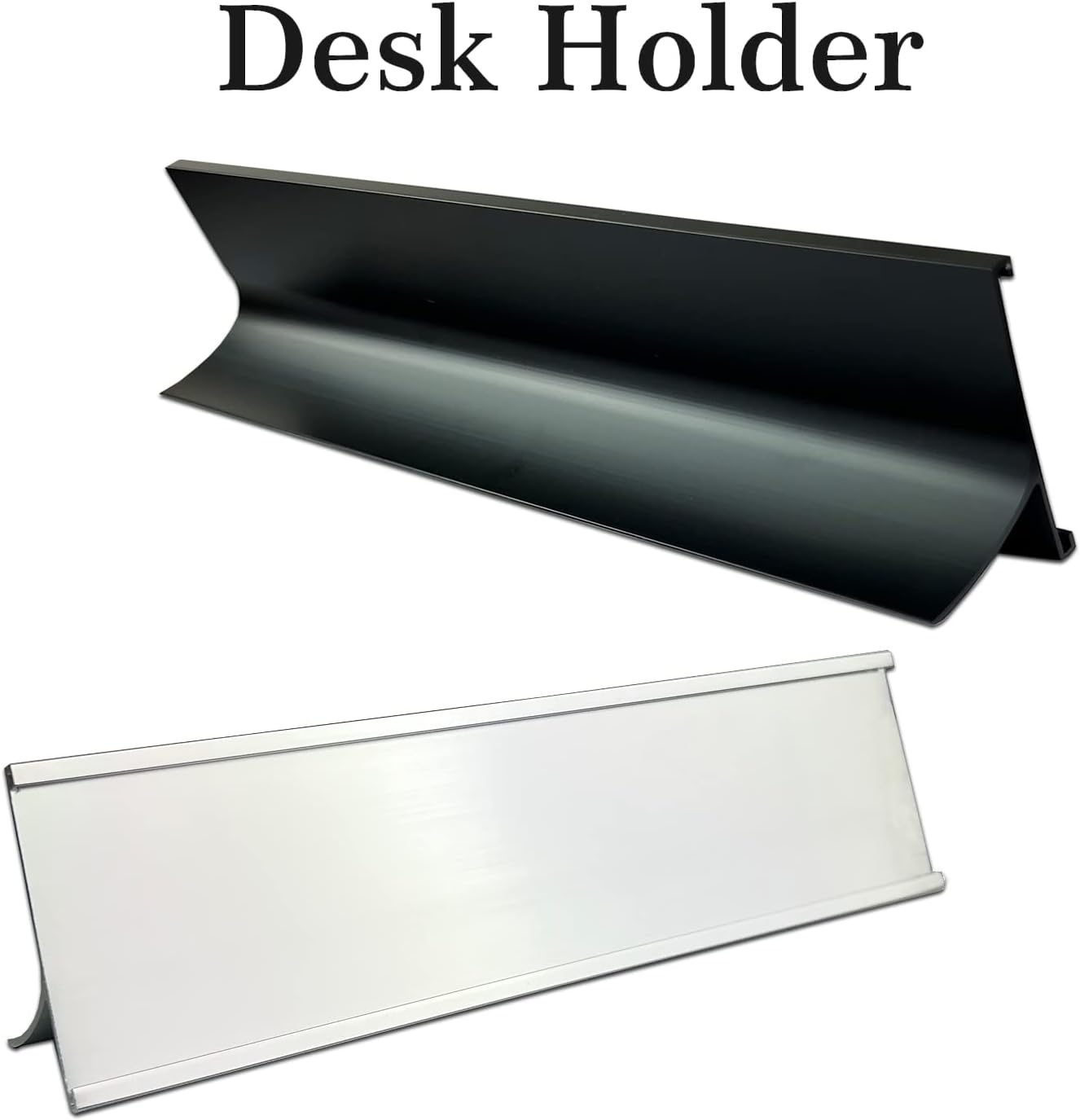 2" x 8" Personalized Aluminum Name Plates for Desk or Wall, Can Add Custom Logo Image, Two Name Plates Colors Silver, White, Holders are Optional (Custom Image)