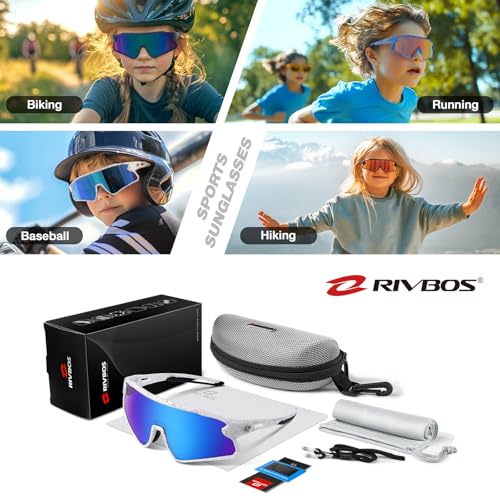 RIVBOS Youth Baseball Sunglasses for Kids(Boys&Girls) Polarized UV Protection Cycling Glasses RYS008