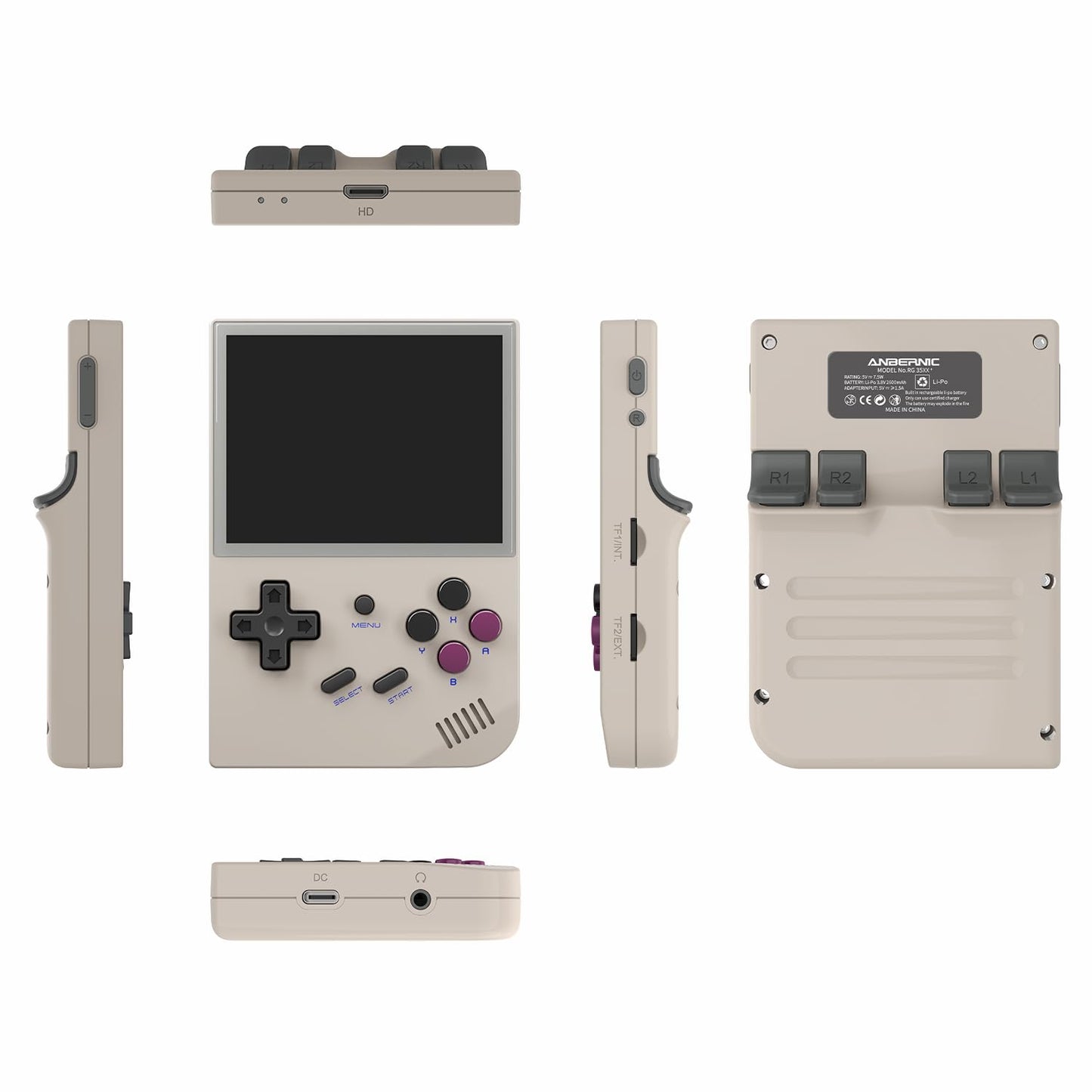 RG35XX 2024 New Updated Version Retro Handheld Game Console, 3.5 Inch IPS Screen Built-in 5500 Games Linux System, Support Gamepad and HDMI TV Output (Gray, with Portable Bag)