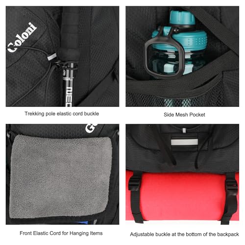 45L Hiking Backpack with Rain Cover, Lightweight Foldable Camping Backpack for Trekking, Water-Resistant Daypack with Hiki...