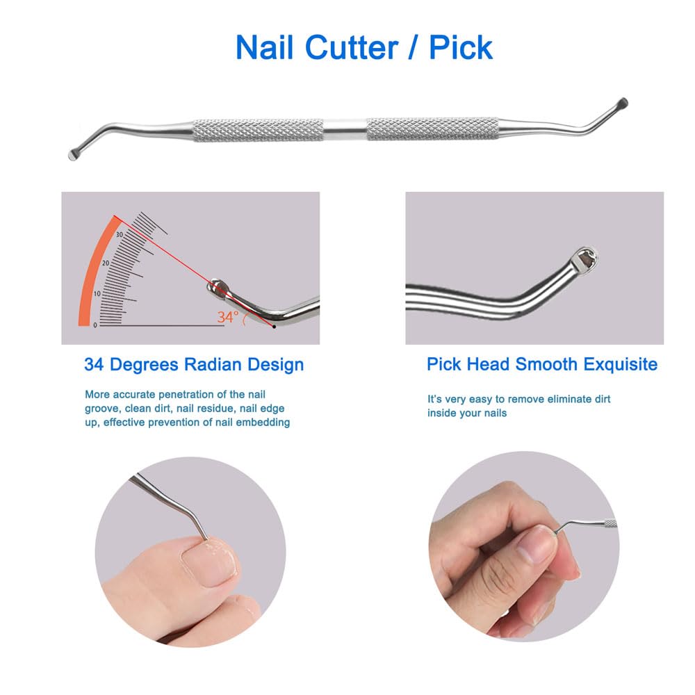 HIFAU Professional Cuticle Nippers Set, Stainless Steel Manicure Kit - Cuticle Nipper, Cuticle Pusher & Cutter, Triangle Nail Po