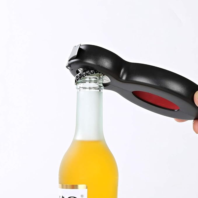 Bottle Opener Set,2Pcs Inclinding 5-in-1 and 6-in-1, Can, Soda, and Jar Openers, Twist Off Lid â Jar Opener for Seniors and Arthritic Hands (Gray Black)